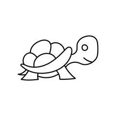 Turtle doodle line icon with white background vector stock illustration