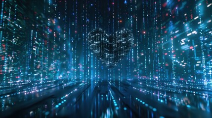 Matrix Heart: A heart made of cascading code, representing love in the digital age, intertwined with the virtual reality and interconnected networks of the Matrix.
