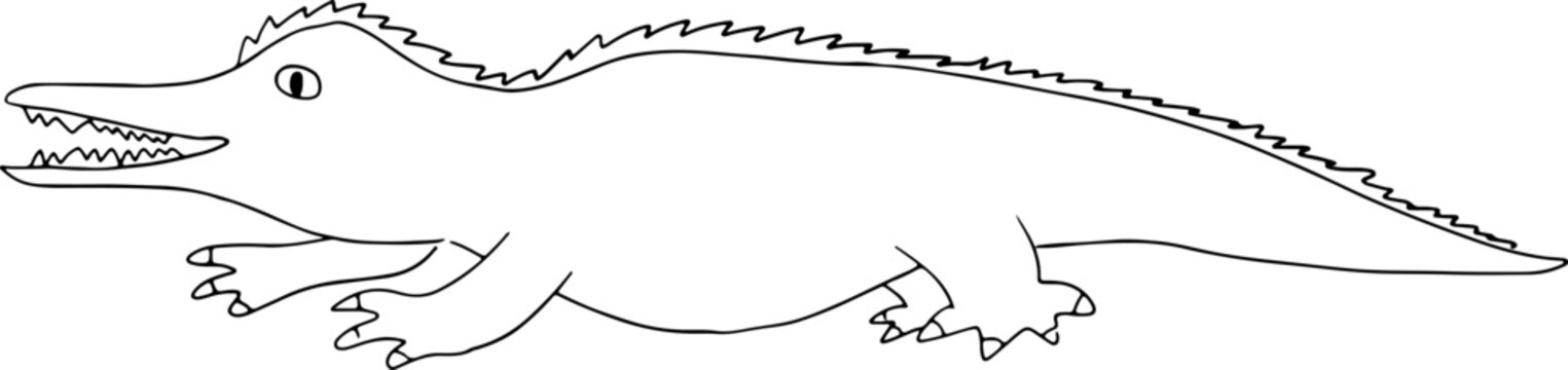 happy smiling crocodile with sharp teeth side view