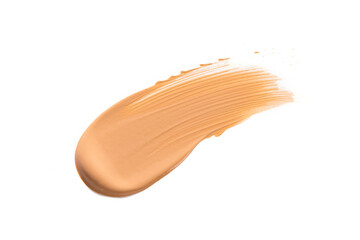 Makeup foundation texture swatch. BB cream, concealer, paint smear isolated on white background. 