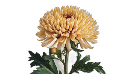 Realistic illustration of fresh, ripe chrysanthemum, emphasizing its smooth texture and vibrant color, against a clean white background for a fresh and minimalistic aesthetic.