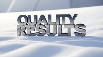 Fototapeta premium Sleek metal letters display quality results on a snow-covered surface