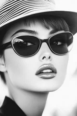 Black and White Portrait of Woman with Sunglasses and Hat © JFM