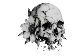 Stunning Skull and Flower Graphic Art