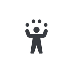 Person juggling multiple tasks vector icon