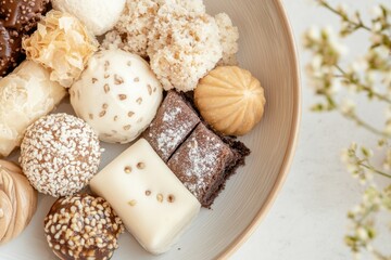 Delicious Assortment of Assorted Sweets Beautifully Arranged in a Minimalistic Style for Microstock Use