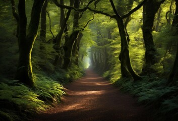 Obraz premium 美しい森の道の風景