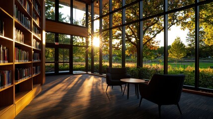 Cozy Reading Nook Featuring Bookshelf and Comfortable Armchair in Room