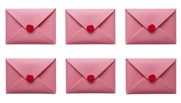 Envelope with Red Button isolated on png