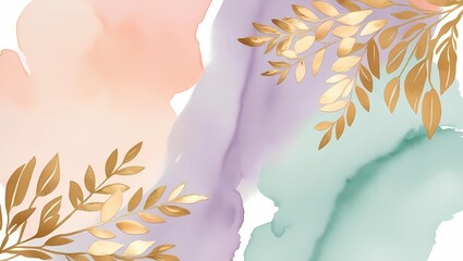 oft Pastel Watercolor Blush with Botanical Gold Details