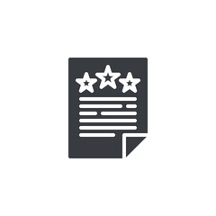 Document with a star rating vector icon