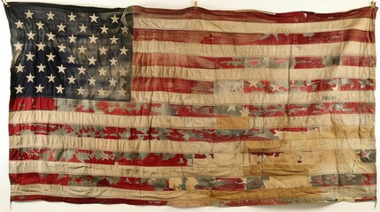 Impressive Display of Patriotism: A Large American Flag Waving Proudly in the Breeze, Featuring Stars and Stripes with Bold Colors