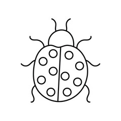 Ladybug doodle line icon with white background vector stock illustration