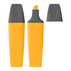 Stationery Orange Highlighter Vector. Highlighter Element in White Background. Simple Highlighter Icon.