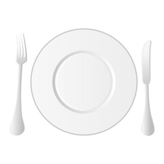 Plate Spoon Fork Cutlery Vector. Simple Cutlery Elements. Cutlery Icons in White Background.