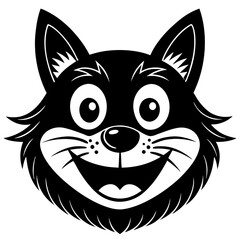 Funny Animal faces in cartoon style silhouette vector illustration