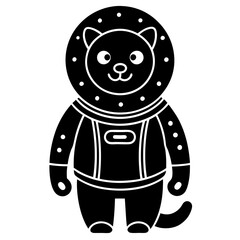 Cartoon style animal astronaut silhouette vector illustration