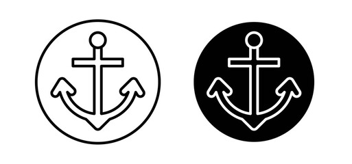 Fototapeta premium Anchor vector icon set black filled and outlined style.