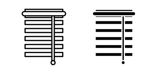 Blinds vector icon set black filled and outlined style.