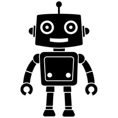 Fototapeta premium Cute cartoon robots silhouette vector illustration