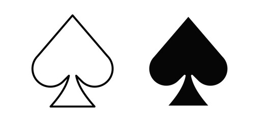 Card-spade vector icon set black filled and outlined style.
