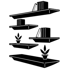 Floating shelves silhouette vector illustration