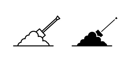 Digging vector icon set black filled and outlined style.