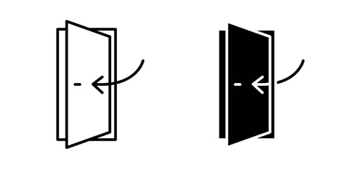 Door closed vector icon set black filled and outlined style.