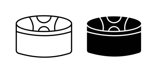 Drum steelpan vector icon set black filled and outlined style.