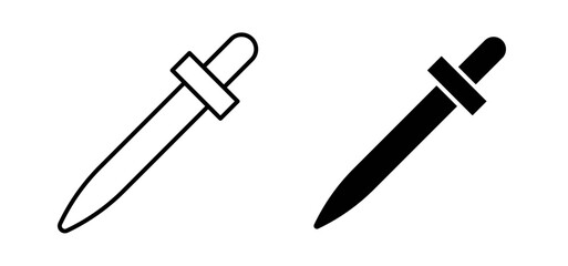 Eye dropper half vector icon set black filled and outlined style.