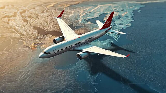 air plane on vintage world map travel concept 