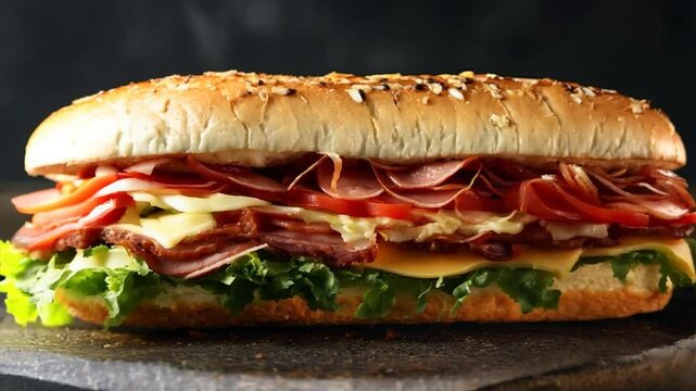 Delicious Subway Sandwich with Fresh Ingredients and Tasty Layers