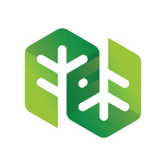 The image shows a flat logo design of an initial letter N in green color for ecological purpose. 