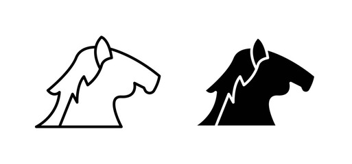 Horse vector icon set black filled and outlined style.
