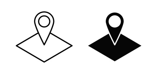 Land layer location vector icon set black filled and outlined style. © Gopal