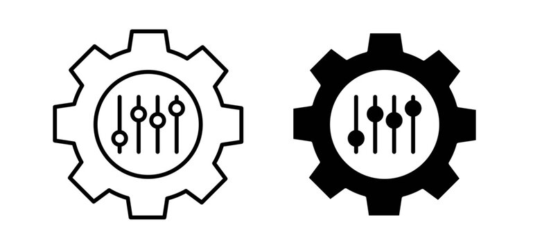 Mass customization vector icon set black filled and outlined style.