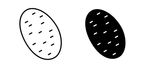 Potato vector icon set black filled and outlined style.