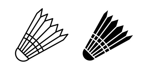 Shuttlecock vector icon set black filled and outlined style.
