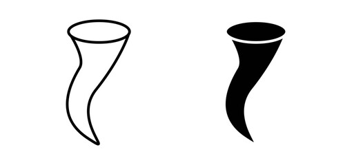 Tornado vector icon set black filled and outlined style.