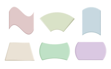 A set of realistic 3d glossy geometric shapes in pastel colors. Vector illustration