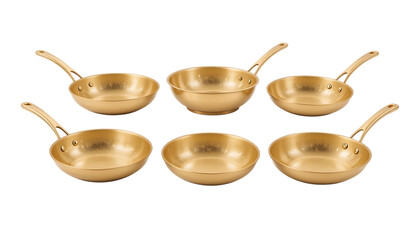 Set of Golden Frying Pan isolated on png