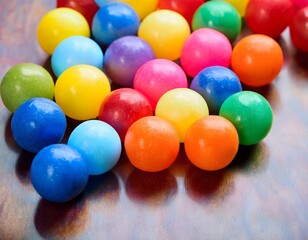 High angle view of multi colored balls on table