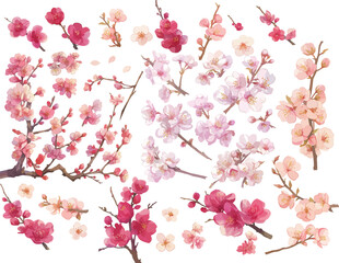 Fototapeta premium plum blossom watercolor clipart