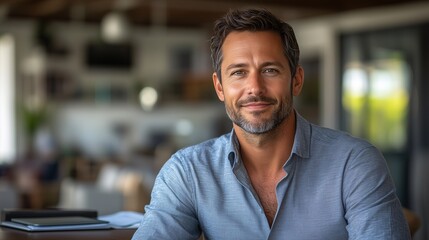 Obraz premium Confident Middle-Aged Man in Modern Office