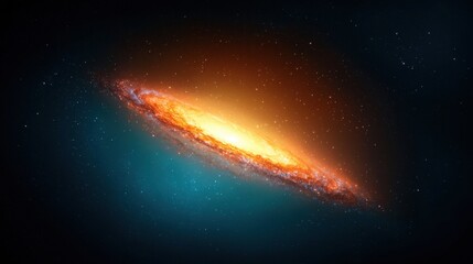 Fototapeta premium Stunning Spiral Galaxy with Brilliant Orange and Yellow Core Surrounded by Deep Blue Space Captivating Cosmic Beauty in the Universe