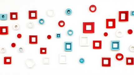 Abstract pattern of red and blue shapes