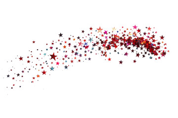 Colorful star confetti on transparent background