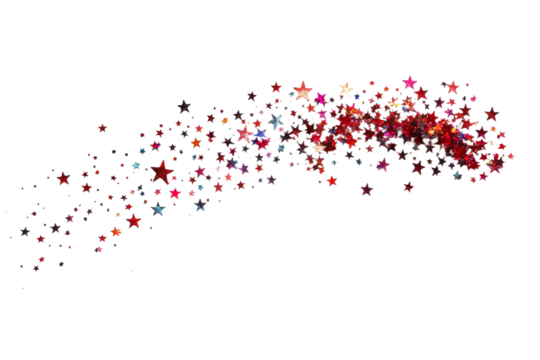 Colorful star confetti on transparent background