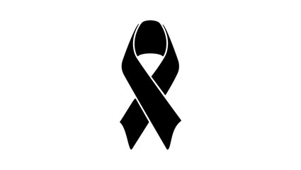 Health Ribbon symbol, black isolated silhouette