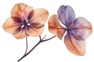 Delicate pressed flowers with transparent background